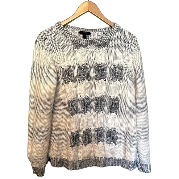 J.Crew Knitted Sweater crewneck Navy Blue/White Womens size large - Picture 1 of 7
